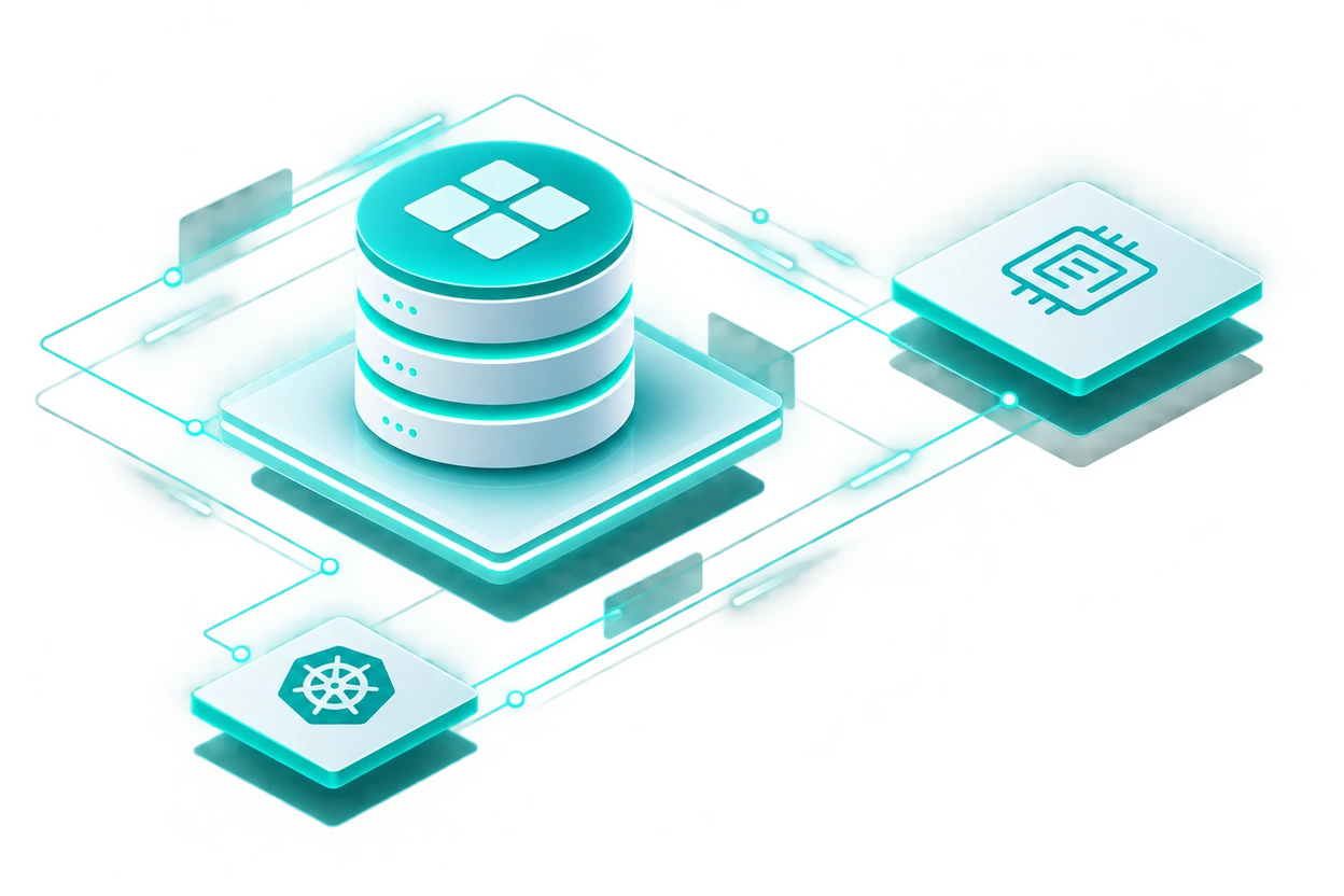 Abstract illustration of container infrastructure with storage and computing components