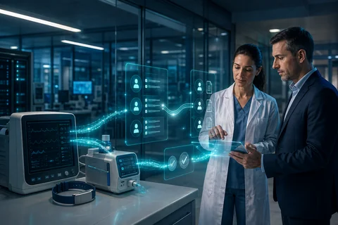 Connected medical devices with secure data and maintenance processes