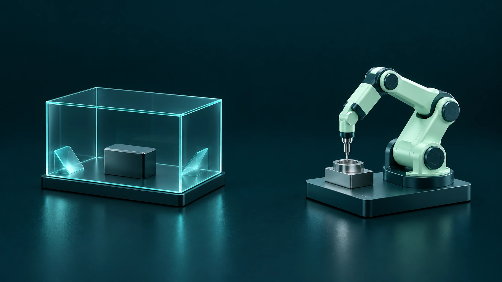Illustration: firmware in an isolated analysis environment, separate from the production facility
